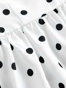 Girlism Đầm chấm bi cúp ngực cho bé gái tuổi teen, thích hợp cho mùa tựu trường, kỳ nghỉ, tiệc tùng, họp mặt gia đình, đám cưới và các dịp khác. - Đen và trắng - Xem 6