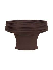 Ellevyn 2pcs/Set Women's Brown Versatile Knit Top + Long Mermaid Hem Skirt - Brown - View 4