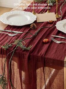1pc 35 * 71/118/157 Inch Cheese Cloth Table Runner And Napkins, ,Countryside Transparent Table Runner, Bohemian Style Table Runner Suitable For Wedding ,Festival,Holidays,Birthday Party,Decoration, Christmas For Holiday Gift Giving - red wine - View 16