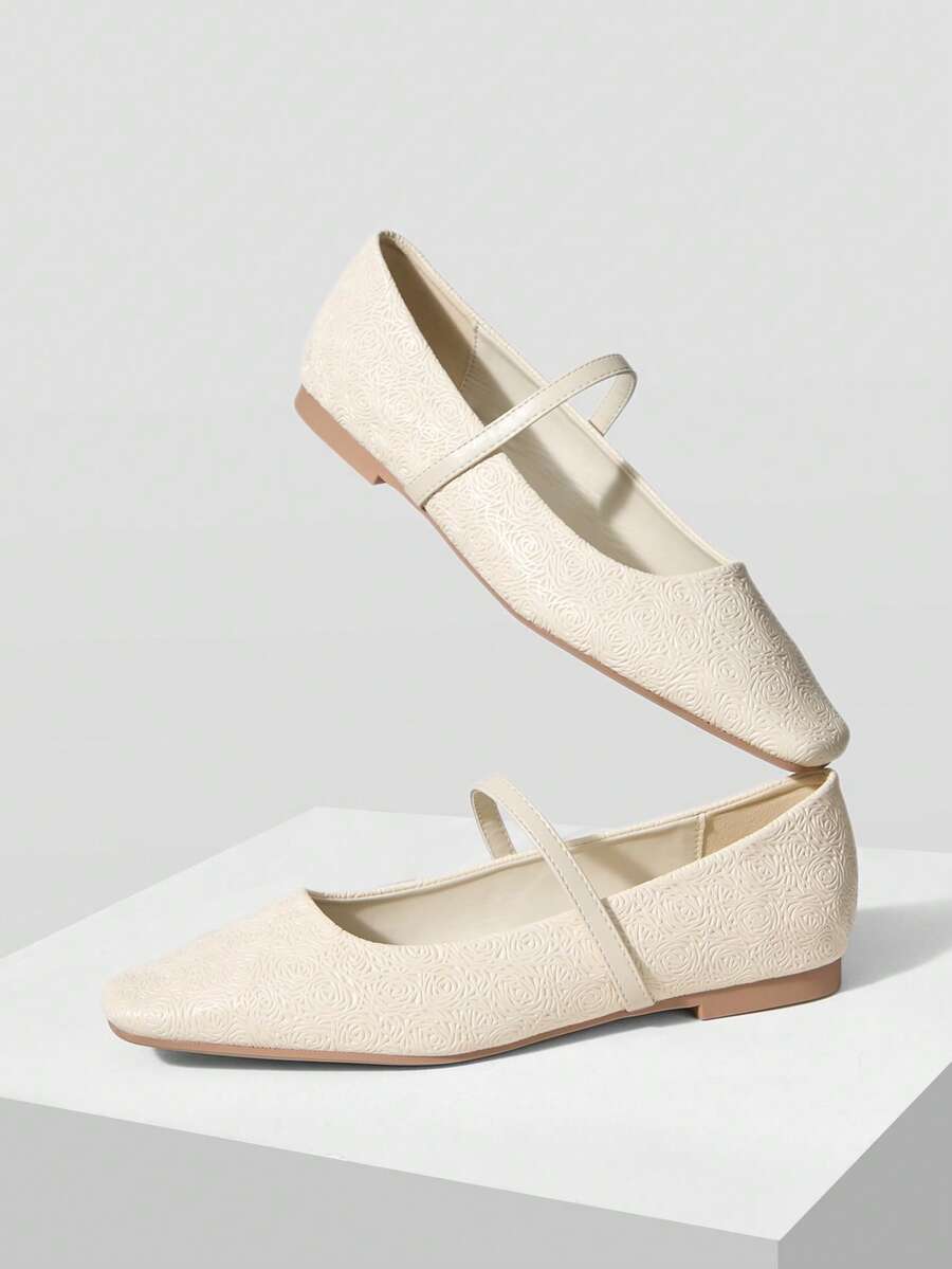 MOTF PREMIUM HALLOWEEN COMFORTABLE MINIMALIST SQUARE TOE MARY JANE FLAT SHOES FOR WOMEN, VERSATILE SPRING SHOES - White - View 2