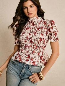 Poéselle Áo kiểu peplum nhún bèo họa tiết hoa cho nữ – Áo tay phồng xếp ly cổ cao cho phong cách Cottagecore & Boho hàng ngày. Áo nhún bèo họa tiết hoa tay phồng, áo kiểu Boho Chic, áo kiểu lãng mạn mùa thu, áo cổ đứng tay raglan ngắn tay xếp nếp viền bèo, áo kiểu họa tiết hoa nhí, áo kiểu mùa hè đi biển, áo kiểu thanh lịch cho nữ, áo kiểu họa tiết hoa, áo kiểu họa tiết hoa nhí cho nữ. - Nhiều màu - Xem 3