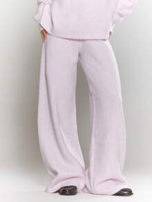 MUSERA Wide Leg Button Detail Knit Co-Ord Trousers Only Winter Going Out Everyday Night Out Casual Cool Streetwear Washed Evening Party Elegant Christmas - Baby Pink - View 2