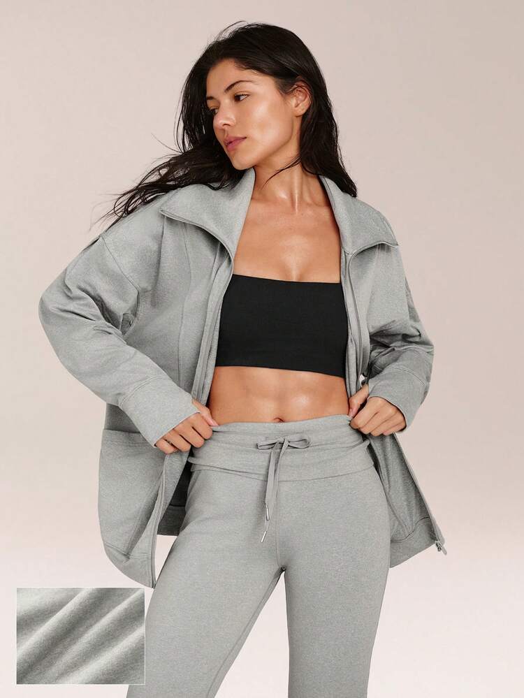 CloudKnit Lift Off Relaxed Fit In-Seam Pockets Elastic Cuffs Zip-Front Jacket Daily Casual Street Wear
