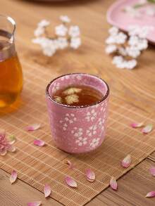1pc Cherry Designed Ceramic Tea Set, Including Water Cup, Teapot, And Tea Set, Japanese Ceramic Kung Fu Tea Set, Tea Cup Single Household Ceramic Cup, Master Cup Water Cup Tea Cup, Suitable For Leisure And Health, Perfect Tea Gift - Multicolor - View 13
