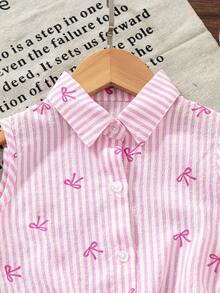 SHEIN 2025 Spring & Summer New Arrival, Western Totem Embroidery Twist Tie Blouse In Wine Red, Fashionable & Versatile For Daily Activities, Outings And Social Events - White - View 6