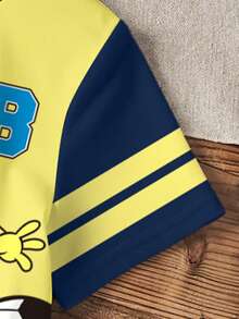 SpongeBob SquarePants | SHEIN 男童圆领撞色短袖卡通可爱印花夏季T恤套装 - 白色 - 查看 6