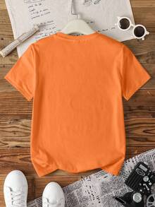 Blippi X SHEIN Áo thun ngắn tay cổ tròn in họa tiết tối giản cho bé trai - trắng - Xem 2