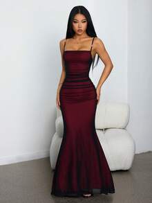 SHEIN PETITE Đầm maxi dáng suông, xếp ly, đuôi cá, ôm sát, thanh lịch dành cho nữ, đầm dạ hội sang trọng, đầm maxi đỏ, đầm maxi ôm sát cơ thể, đầm dự tiệc cưới, đầm dự tiệc cưới thanh lịch, đầm dự tiệc cưới cho nữ, quần áo mùa thu cho nữ, quần áo Giáng sinh cho nữ, B2, đầm dự tiệc cưới mùa thu - Nhiều màu - Xem 12