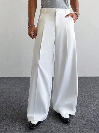 PAVTROS กางเกงลำลองสีขาวทรงหลวมสำหรับผู้ชาย, กางเกงขายาวทรงตรง, อเนกประสงค์