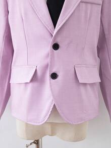 Tween Boys 2pcs Mauve Purple Formal Suit Set Elegant Woven Fabric Lapel Blazer And Pants For Homecoming Prom Wedding Events - Mauve Purple - View 7