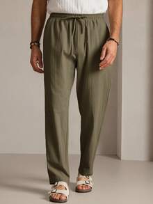 HIMLAND 男士梭织休闲日常年轻商务纯色裤 - 軍綠色 - 查看 4