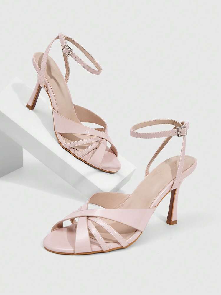 CUCCOO SZL White Crystal Embellished Strap Butterfly High Heel Sandals, Elegant Casual Party Date Wedding Occasion Shoes For Women Prom Heels