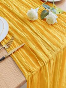 35 * 71/118/157 Inch Cheese Cloth Table Runner & Napkin, Countryside Transparent Table Runner,Bohemian Style Table Runner Suitable For Wedding Decoration/Garden Arch,Perfect For Wedding,Holiday,Party,Decoration,Home Decor (Multiple Colors Available) - Turmeric - View 13