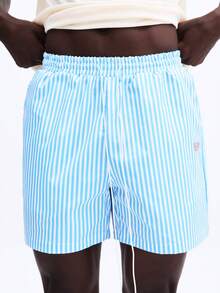 SUMWON Set da spiaggia vintage con stampa specchio ornata, composto da t-shirt a maniche corte e pantaloncini da bagno a righe verticali, ideale per vacanze e resort estivi - Multicolore - Visualizzare 6