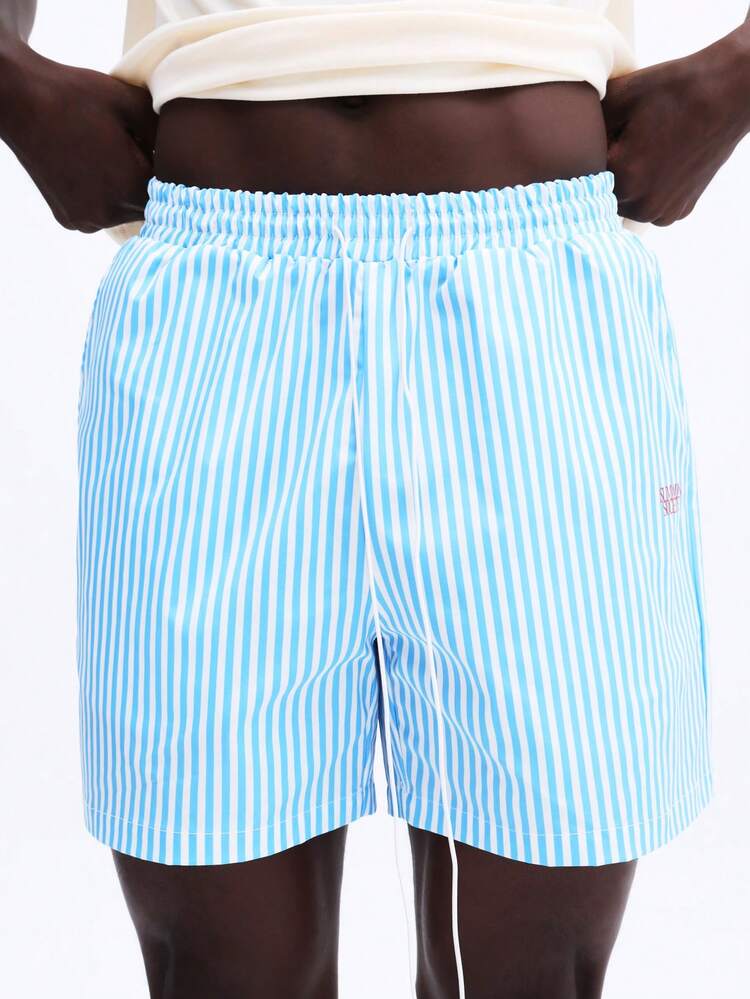 Ornate Mirror Print Beach Set With Striped Trunks