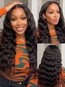 ALL READY WIG Peluca frontal de encaje sin pegamento con cordón estilo bohemio rizado - 100% cabello humano pre-cortado y pre-decolorado con nudos diminutos, tres opciones sin pegamento, amigable para principiantes, estilo de onda natural de 18 a 26 pulgadas - Gorra ajustable y transpirable, suave y elástica para comodidad todo el día, uso diario, Halloween, fiesta, viaje, festival, baile de graduación, al aire libre - SNatural - Ver 2