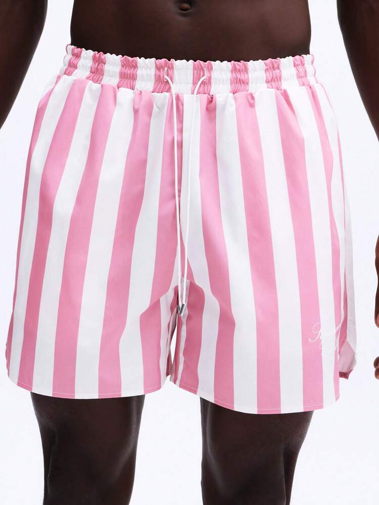 Pionowe, pasiaste kąpielówki ze ściągaczem