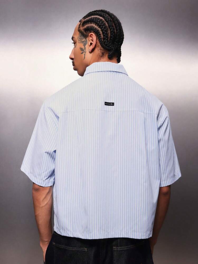 PLAYBOY X SUMWON Cropped Pinstripe Shirt With Bunny