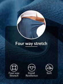 Flexra Solid Color Elastic Casual Versatile Denim Mini Skirt, Spring/Summer - Medium Wash - View 8