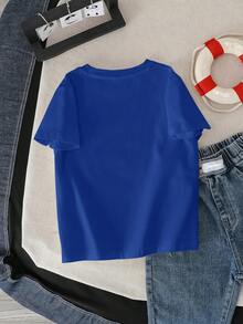 SHEIN | PAW Patrol 男童可爱卡通狗印花圆领短袖T恤，夏季 - 白色 - 查看 2