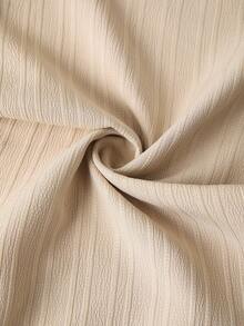 SHEIN Clasi 女士常规腰部褶皱系带蝴蝶结圆领卷边袖短袖阔腿连体裤 - 杏色 - 查看 5