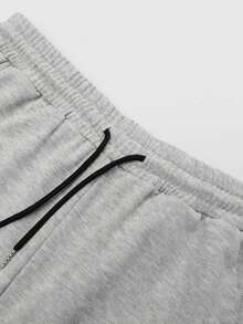 ROMWE MEN Goth 男士宽松舒适休闲直筒运动裤，灰色 - 灰色 - 查看 3