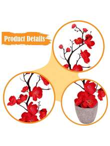 1 chậu hoa đào nhân tạo 30cm kèm bình, cây hoa mùa xuân nhân tạo trang trí trong nhà và ngoài trời, cây giả, trang trí mùa thu, phòng, bàn làm việc, trang trí sân vườn, đồ trang trí nhà cửa ngày Valentine, hoa giả trang trí phòng khách, đám cưới, sinh nhật, trang trí mùa thu, trang trí nhà bếp, cây giả trang trí nhà cửa, đồ dùng học tập cho năm học mới - trắng - Xem 2
