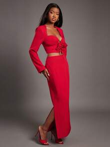 NYA SZN Đầm dài tay cổ chữ V khoét sâu, tua rua, dáng rộng màu trắng, thích hợp cho lễ hội, kỳ nghỉ, du lịch nhiệt đới, bãi biển, mùa đông, mùa xuân, mùa hè, sự kiện, tiệc tùng, dịp đặc biệt, sang trọng, dài maxi cho nữ. - Đỏ - Xem 3