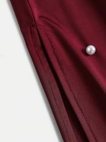 SHEIN Vestido elegante con aplicaciones de strass para niña preadolescente con bolso de hombro - Burdeos - Ver 7