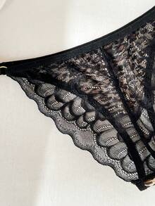 Women's Sexy Leopard Print Lace Patchwork Panties - Multicolor - View 5