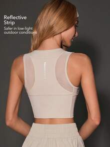 OutZeal Women Sports Bra Gym Yoga Pilates Quick Dry Bra-In Mesh Design Tops - Beige - View 5