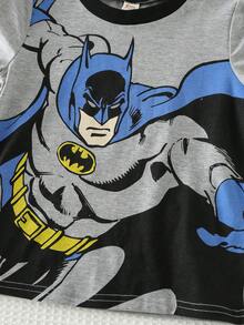 BATMAN X Cozy Pixies 2件套 女童超级英雄图案柔软针织圆领短袖上衣和帽子 - 灰色 - 查看 3