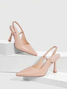 CUCCOO SZL Pantofi de damă cu toc înalt, subțire, cu toc înalt, culoare caisă, Slingback, pentru femei, pantofi cu toc înalt, simpli și eleganți, la modă, sexy, pentru petreceri și banchete, pantofi cu toc înalt pentru femei - Cais în oglindă - Vizualizare 1