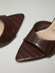 SHUZIA Women Comfortable Kitten Heel Pointy Toe Heel Sandals - Brown - View 7