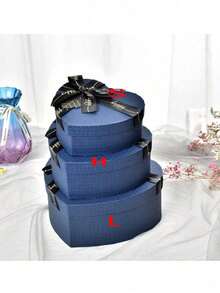 1 pieza Nueva caja de regalo con lazo y cinta, caja de papel con forma de corazón rojo, caja de regalo con tapa para boda, San Valentín, Navidad - Multicolor - Ver 22