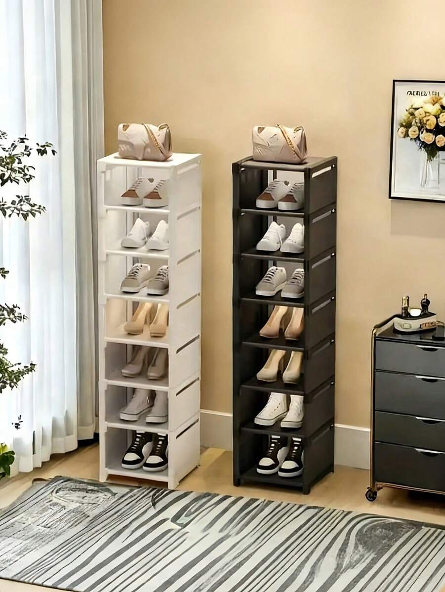 1 chiếc kệ giày nhiều tầng một hàng dùng trong gia đình, tủ giày tiết kiệm không gian lưu trữ nhiều tầng, có thể tự lắp ráp, phù hợp cho phòng ngủ, phòng khách, kệ giày tự lắp ráp, kệ đựng giày đặt sau cửa. - màu đen - Xem 1