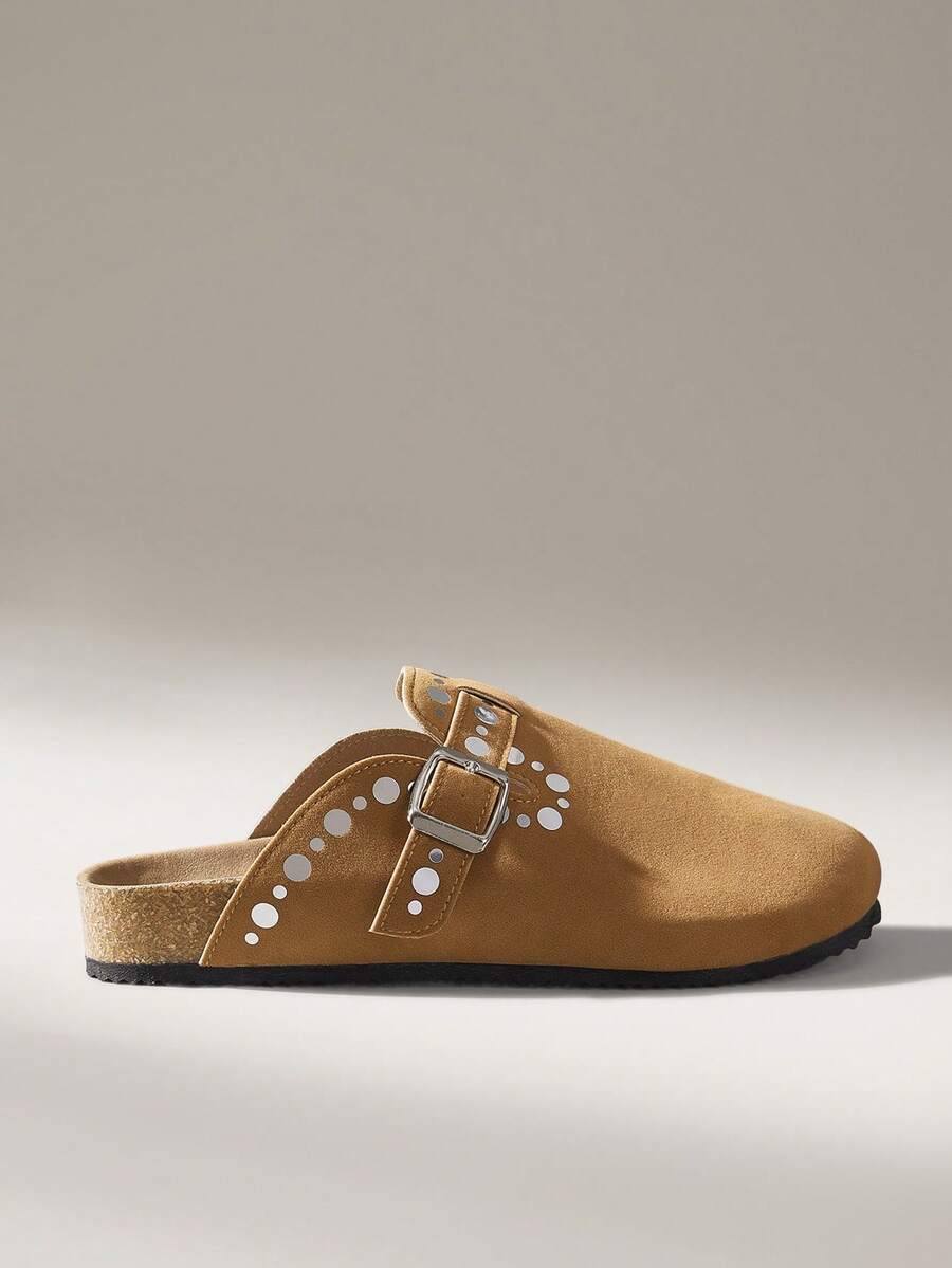 Solecia New Sequined Thick-Soled Slip-On Lazy Closed Toe Women's Shoes - Brown - View 1