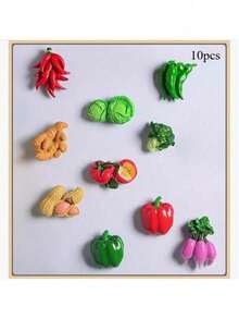 1个/3个/4个/5个/5个-1/6个/6个-1/7个/8个/9个/10个/10个-款式1/10个-2/11个 新款卡通水果蔬菜造型磁性树脂冰箱贴，自然风磁性冰箱贴，可爱装饰品，桌面配件，厨房办公室白板储物柜和洗碗机个性化装饰品，厨房装饰，家居装饰，情人节礼物，送给朋友和亲戚的礼物 - 彩色 - 查看 15