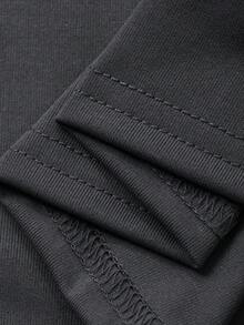 DAZY Young Girls Round Neck Ruffle Mesh Casual Short Sleeve English Letter Print T-Shirt - Grey - View 7