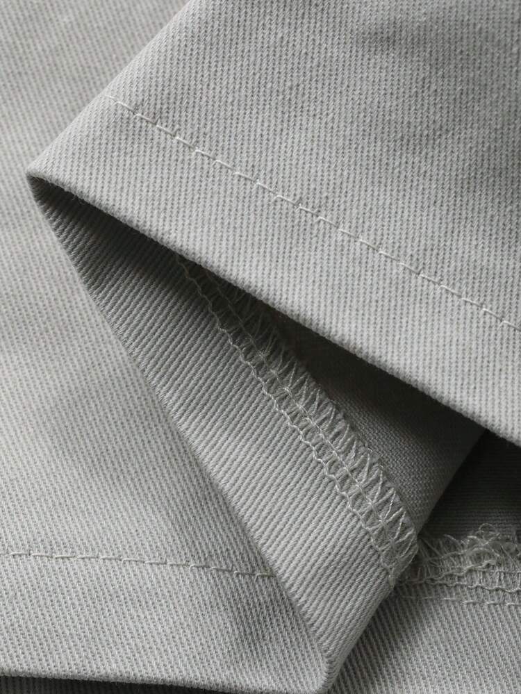 Young Girls Casual Utility Korean Style Large Pocket Solid Color Pants