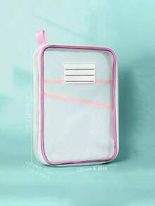 A4双层尼龙网眼收纳袋，加厚L型大容量网眼文件袋，学生便携拉链背包，带提手的科目分类袋，透明学生考试袋，文件袋，书籍作业收纳袋，适用于学校用品。 - 彩色 - 查看 5