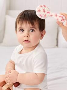 Cozy Pixies 2-Piece Set Of Soft Pink Bow Flower Hair Brush Comb Set, Gently Remove Hair Tangles, Prevent Cradle Scab, And Protect The Baby's Fontanelle At The Same Time. - Multicolor - View 2