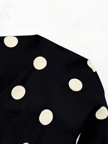 Editum Robe à manches chauve-souris à pois pour femmes, nouvelle collection automne, noir et blanc, polyvalente pour les trajets quotidiens et diverses occasions - Noir et Blanc - Voir 9