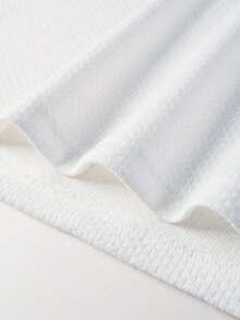 Manfinity Mode 男士短袖纹理面料撞色Polo衫，适合居家、外出和聚会穿着 - 白色 - 查看 5