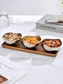 1pc/2pcs/3pcs/4pcs/6pcs Luxury Floral Fruit Plate, Stainless Steel Serving Tray For Living Room Coffee Table Snacks & Fruits, Elegant High-End Design - Silver - View 7