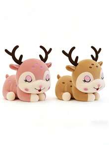 POKOJA LAND - BESTSELLERS Juguete de peluche de ciervo sika de 20 cm, muñeco de peluche suave con cuernos largos, expresión adorable y vívida, opciones de color marrón y rosa, utilizable como accesorio fotográfico, almohada para dormir de niños, decoración de escritorio, regalo de cumpleaños/Navidad - Multicolor - Ver 6