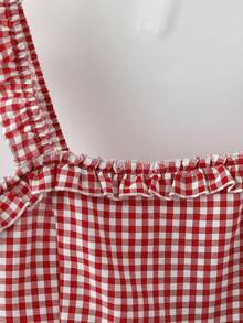 GlowEve Women's Elegant Red Spaghetti Strap Fitted Flared Hem Camisole, Spring/Summer - Red - View 3