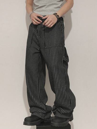 Manfinity Hypemode Herren Lässig Alltags gestreifte weite Jeans