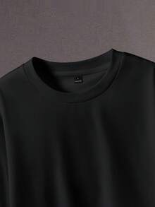 Manfinity Hypemode Men's Casual Fashionable Street Slogan Embossed Loose Fit Black T-Shirt, Suitable For Daily Commute In Summer - Black - View 3