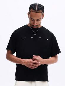 SUMWON Áo thun cotton tay ngắn cổ tròn dáng rộng in hình nắp chai của Studios, phong cách đường phố thường ngày. - màu đen - Xem 2